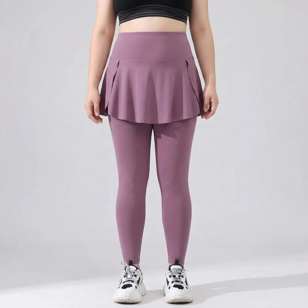 High-Waisted Skirt-Overlay Leggings - Lydia