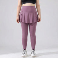 High-Waisted Skirt-Overlay Leggings - Lydia