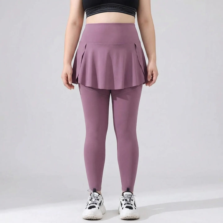 High-Waisted Skirt-Overlay Leggings - Lydia