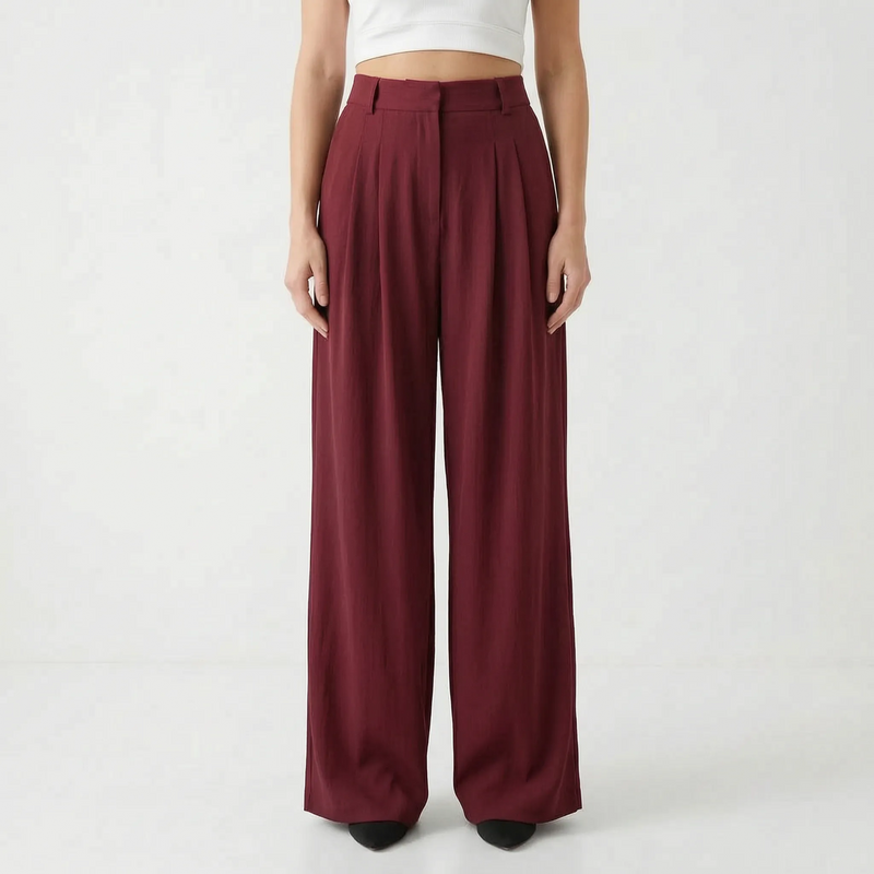High-Waisted Wide-Leg Trousers - Flowtide