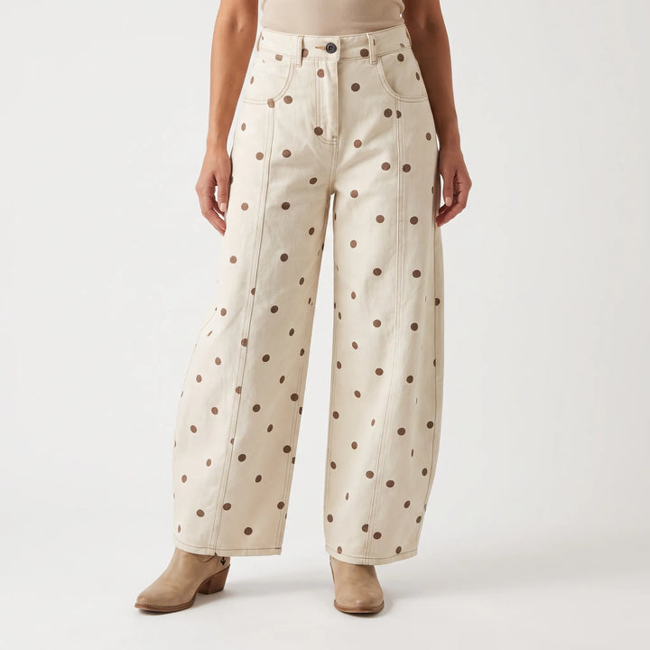 High-waist barrel broek met stippen - Shawna