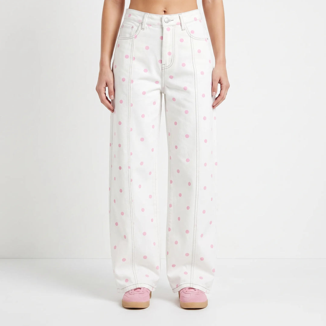 High-waist barrel broek met stippen - Shawna