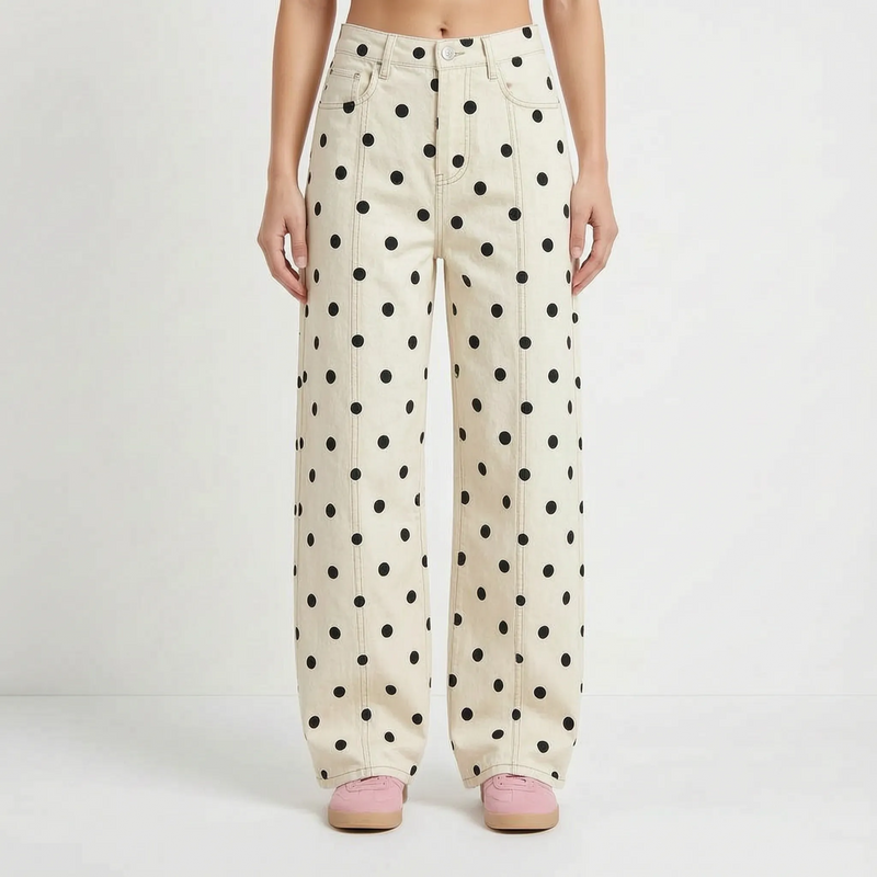 High-waist barrel broek met stippen - Shawna
