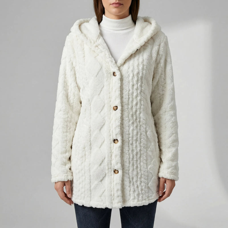 Hooded Faux Fur Button-Front Coat - Amy