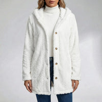Hooded Faux Fur Button-Front Coat - Amy