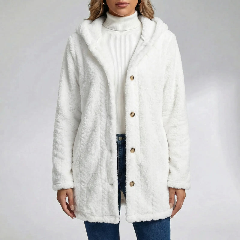 Hooded Faux Fur Button-Front Coat - Amy