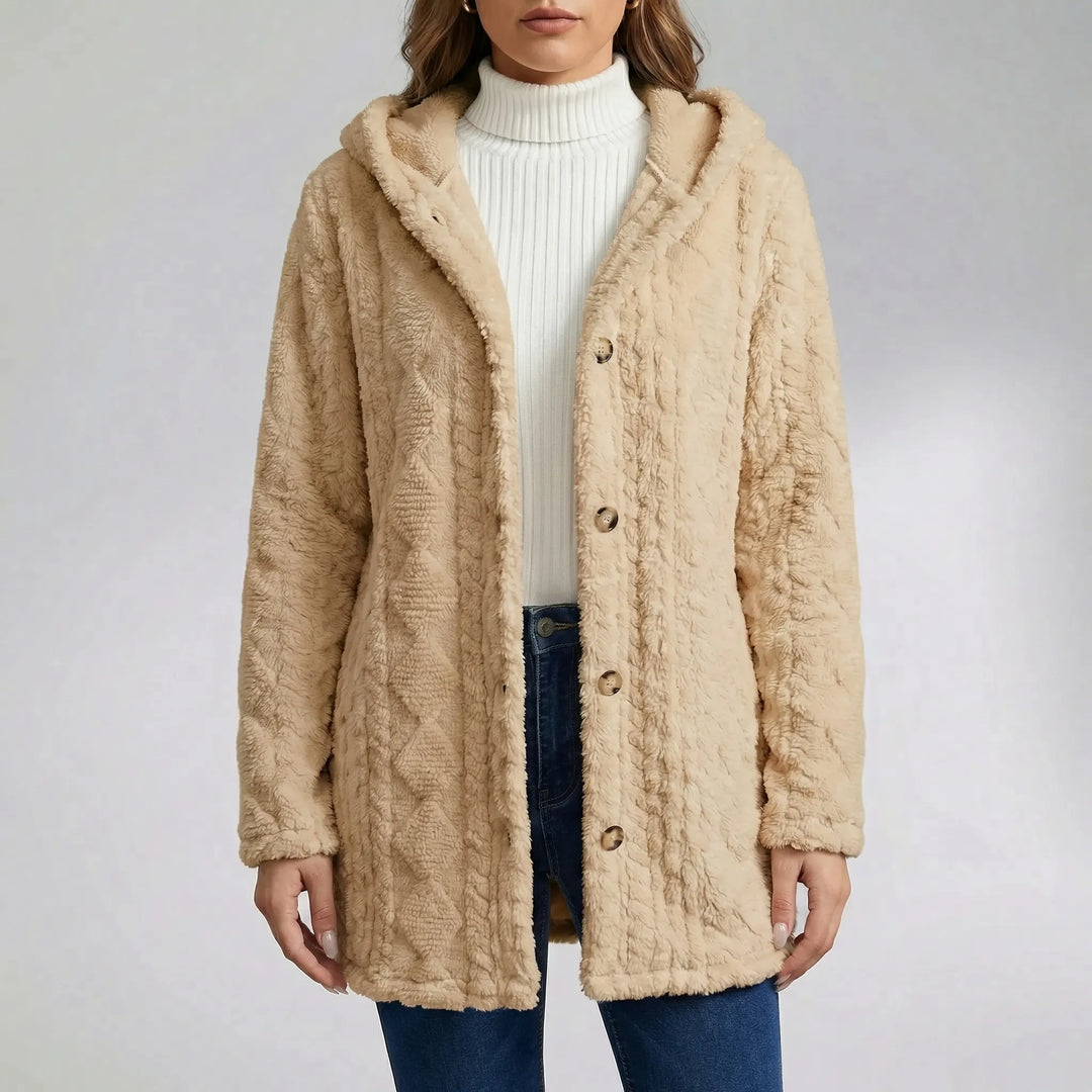 Hooded Faux Fur Button-Front Coat - Amy