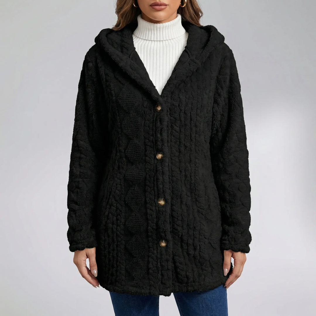 Hooded Faux Fur Button-Front Coat - Amy