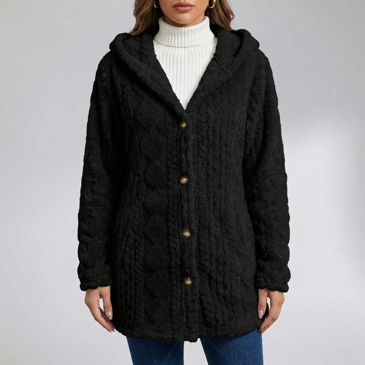 Hooded Faux Fur Button-Front Coat - Amy