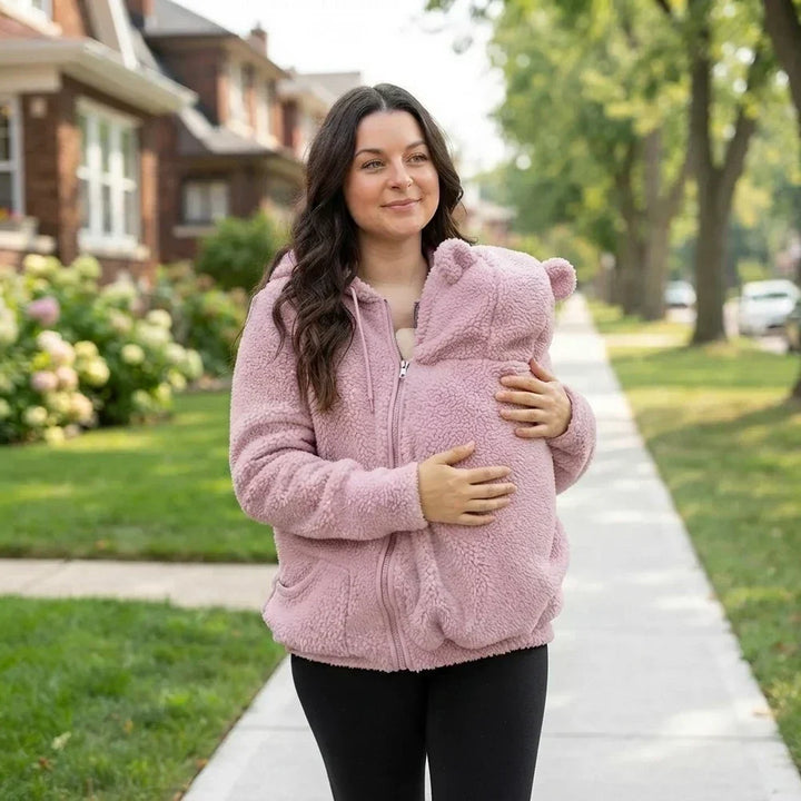 Cozy Fleece Baby-Wearing Hoodie with Front Pouch 15