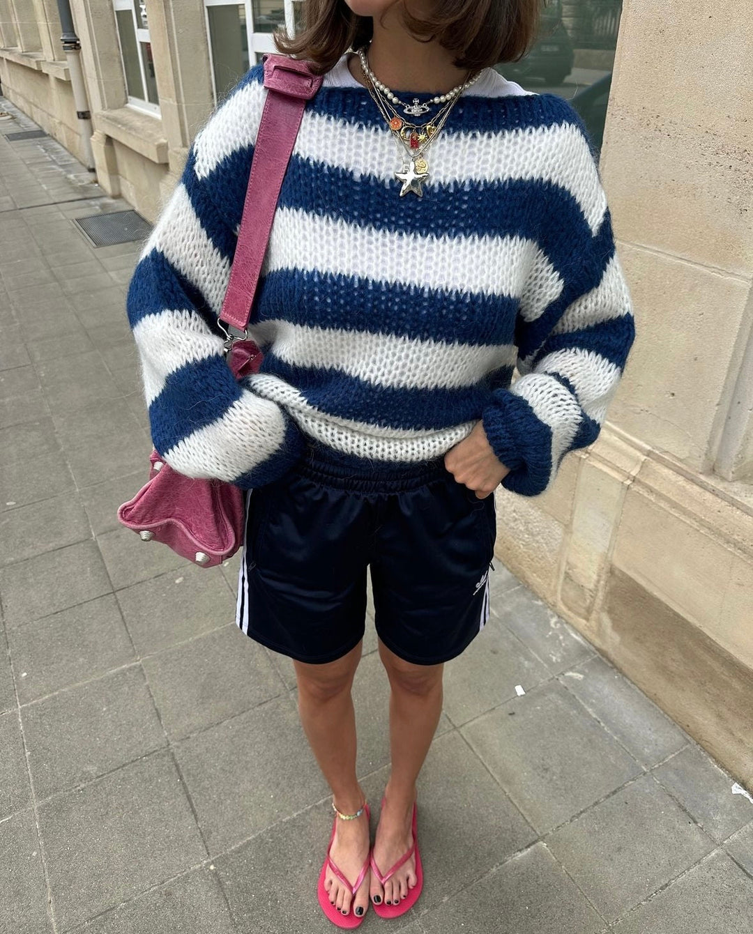 Gestrickter und gestreifter Oversized Damenpullover - Harper