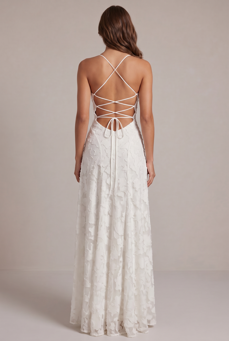Olivia Maxi Dress - Elegant Evening Gown with Floral Texture 11