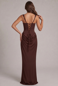 Maxi Dress with Structured Corset Bodice and Square Neckline 4