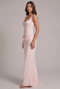 Maxi Dress with Structured Corset Bodice and Square Neckline 27