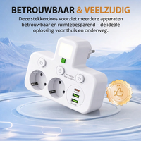Power strip with USB and switches | Multiple outlets with surge protection 2500W