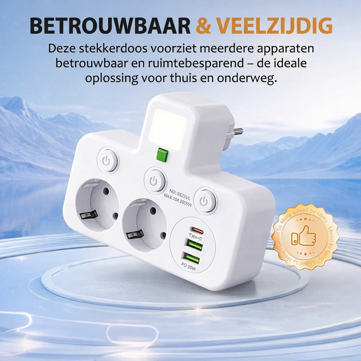 Power strip with USB and switches | Multiple outlets with surge protection 2500W