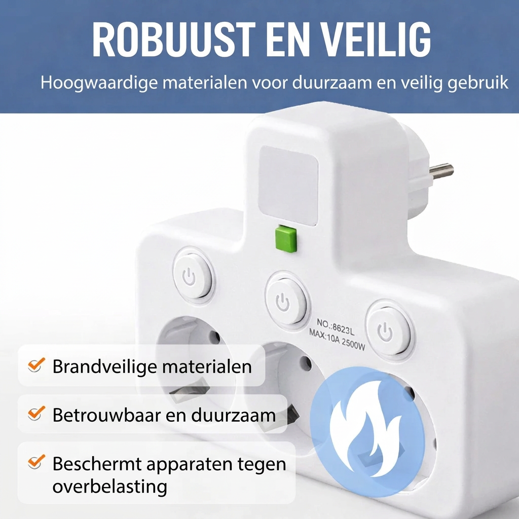 Power strip with USB and switches | Multiple outlets with surge protection 2500W
