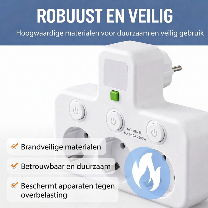 Power strip with USB and switches | Multiple outlets with surge protection 2500W