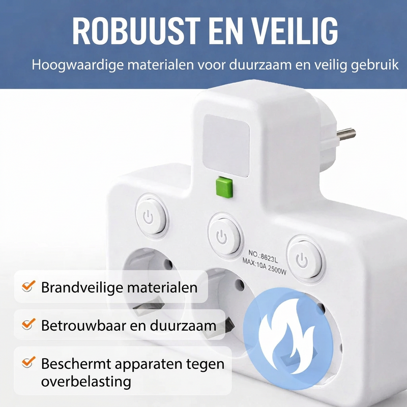 Power strip with USB and switches | Multiple outlets with surge protection 2500W