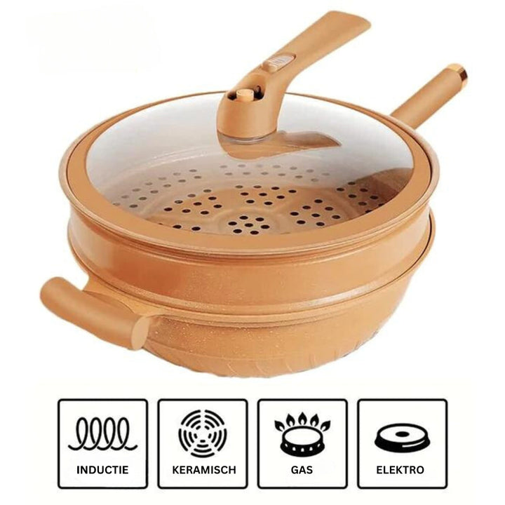 Multifunctionele Wokpan met Anti-aanbaklaag - CookFlex