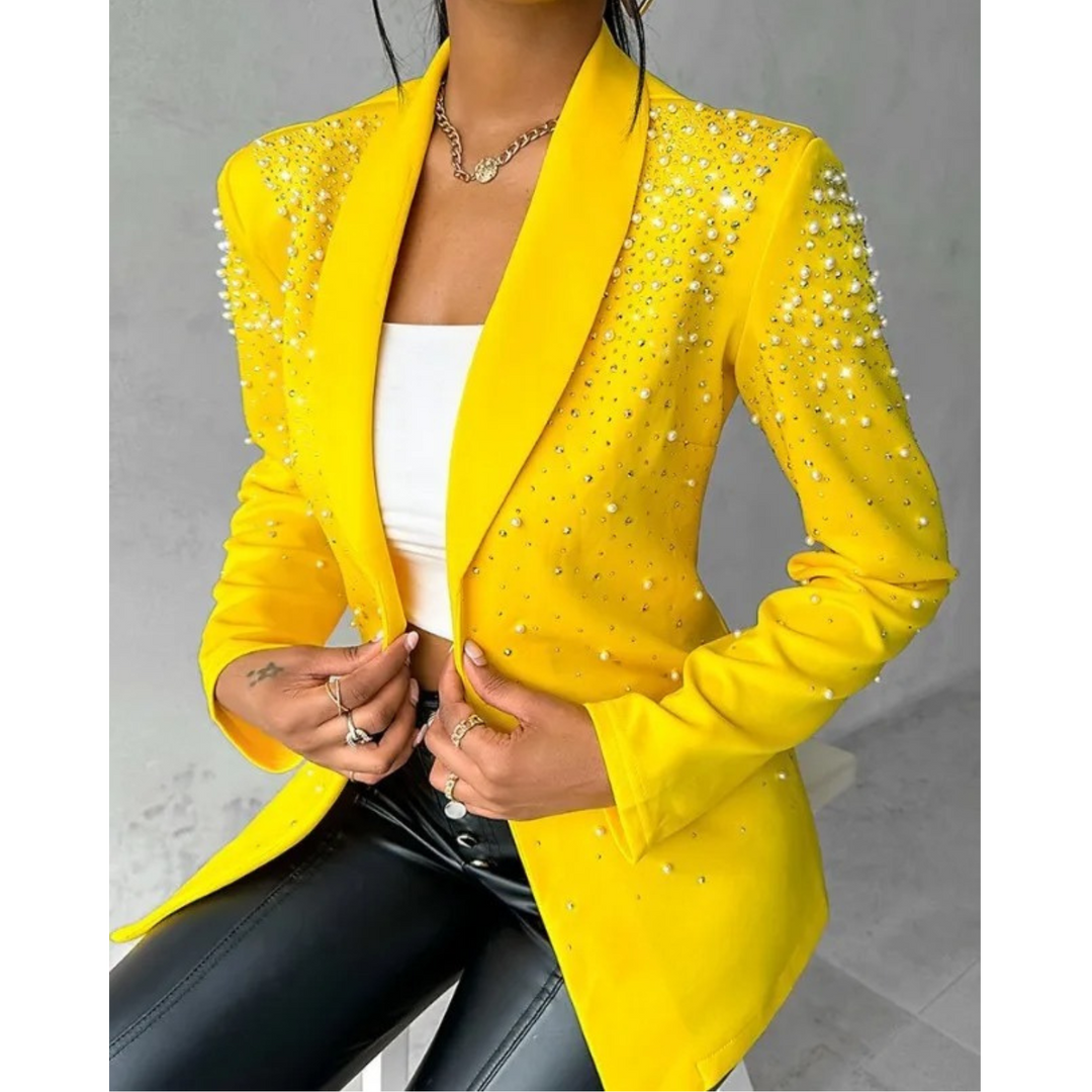 Schlanker Damenblazer mit Perlendetails - Amara