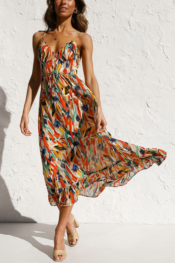 Luchtige maxi zomerjurk met taille-snede – Mira