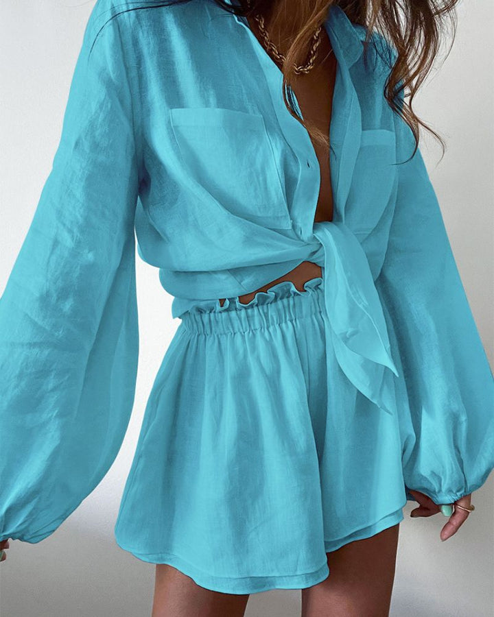 Zeitloses Leinen-Sommer-Set für Damen – Celeste