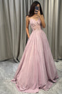 Glänzendes Blush A-Linien Ballkleid - Clara