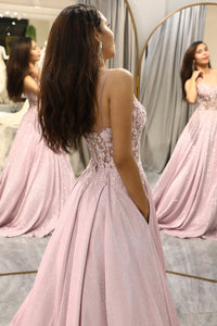 Glänzendes Blush A-Linien Ballkleid - Clara