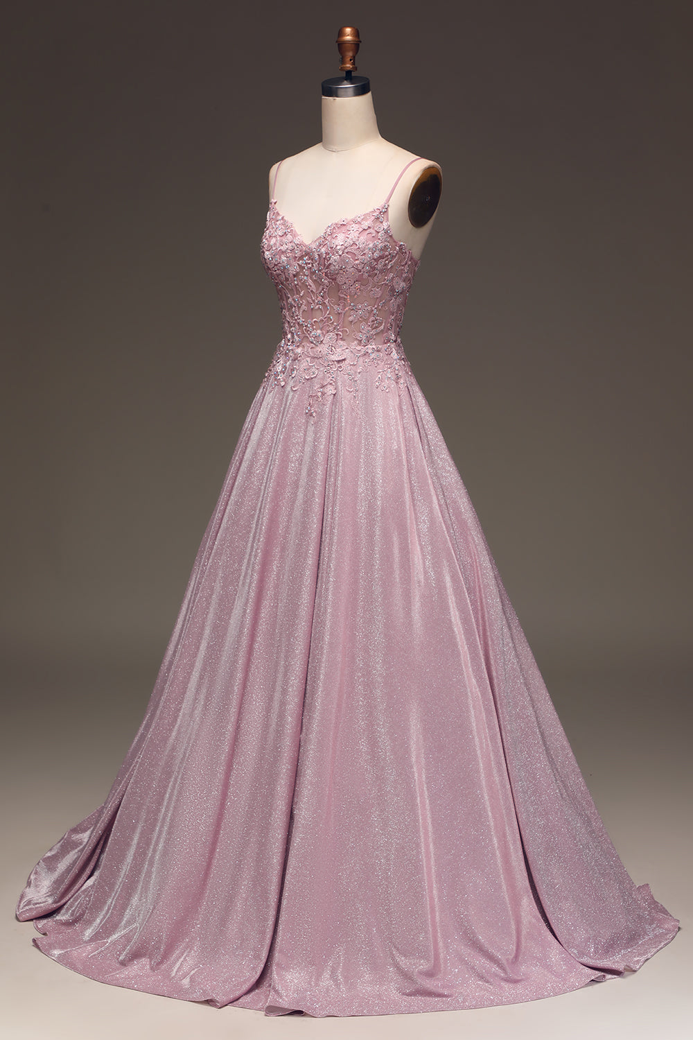 Glänzendes Blush A-Linien Ballkleid - Clara