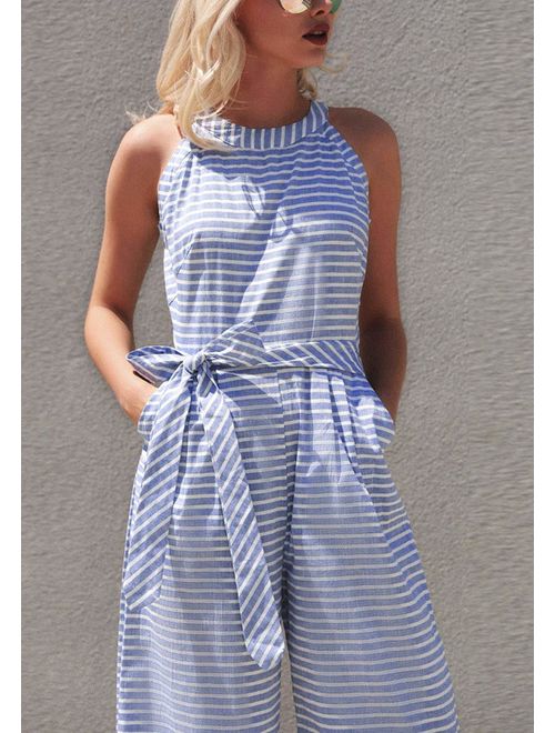 Gestreifter Damen-Jumpsuit mit Neckholder – Vivienne