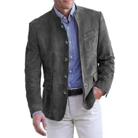 Men's Jacket with Stand Collar and Button Placket, Regular Fit Blazer 2
