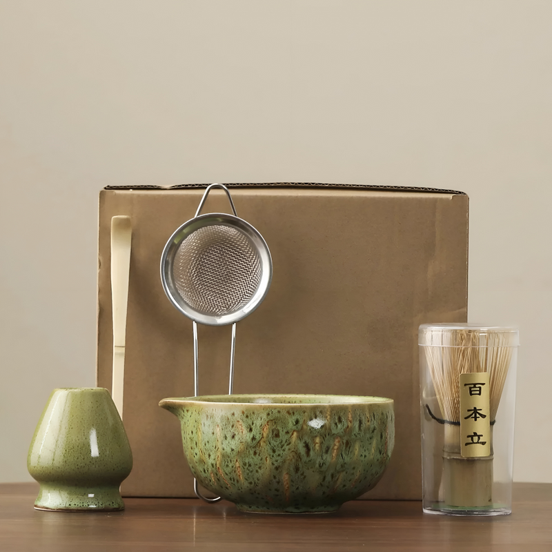 5-Piece Matcha Set with Handcrafted Ceramic Bowl and Bamboo Accessories 4