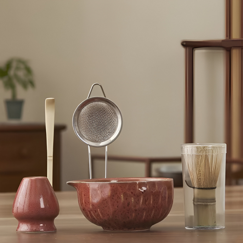 5-Piece Matcha Set with Handcrafted Ceramic Bowl and Bamboo Accessories 2