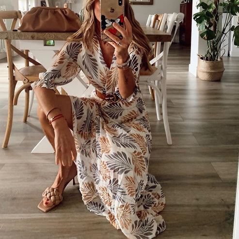 Luchtige Zomerjurk met Bladprint - Livia