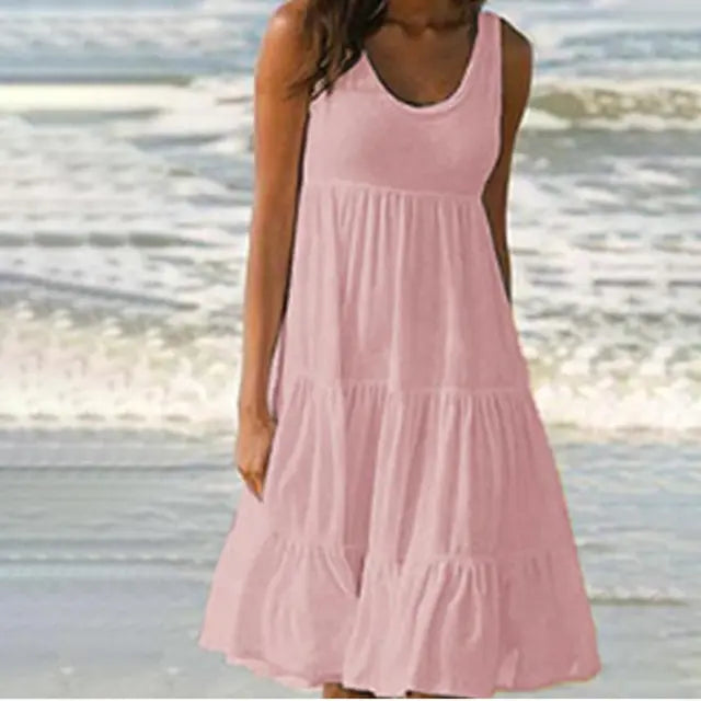Trendy mouwloze mini jurk met ronde hals - Amelie