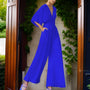 V-Ausschnitt Jumpsuit mit Dreiviertelärmeln - Aurora Chic
