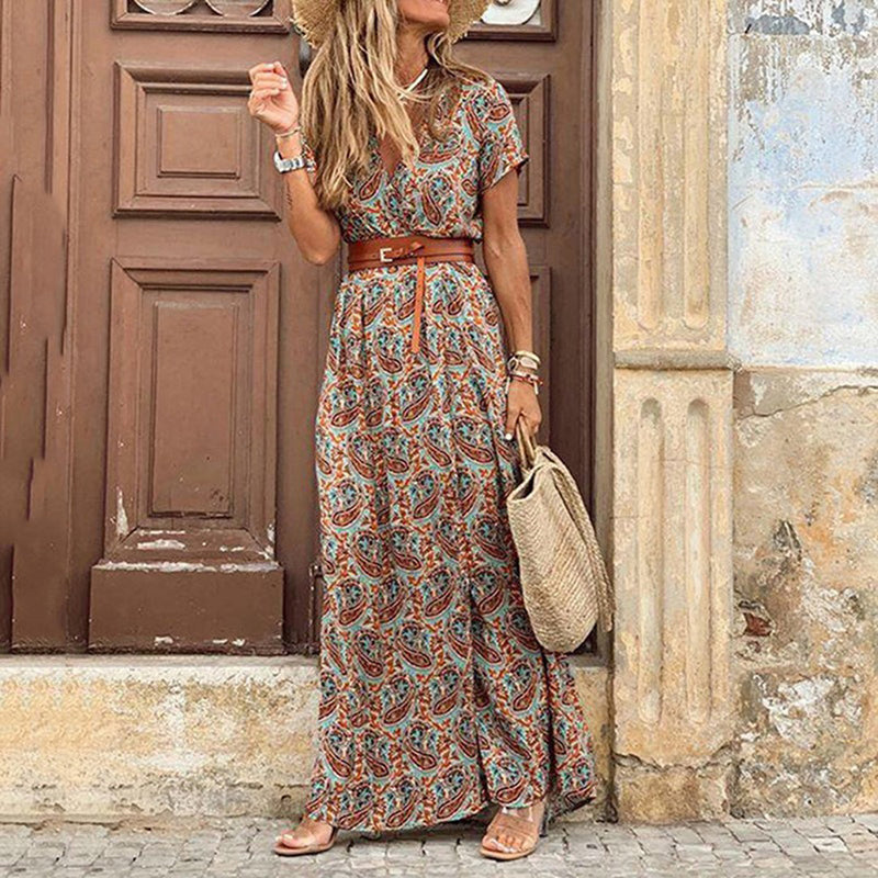 Boho-maxi jurk met patroon dames – Thalia