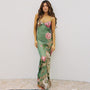 Blumiges Maxi-Sommerkleid mit V-Ausschnitt und Spaghettiträgern – Alina