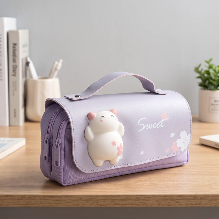 Kawaii Dual Zip Pencil Case - Fidgetfold