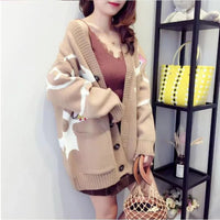 Gestrickte Strickjacke mit verspieltem Print und Knopfleiste - Nova