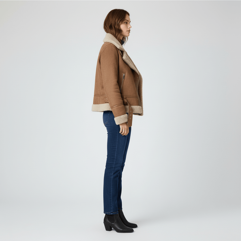 Klassische Lammfell-Inspirierte Jacke - Sophie