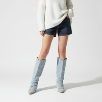  Kniehohe Denim Stiefel - Angela