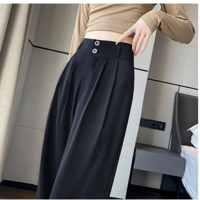 Zwarte Dames High Waist Palazzobroek – Elara