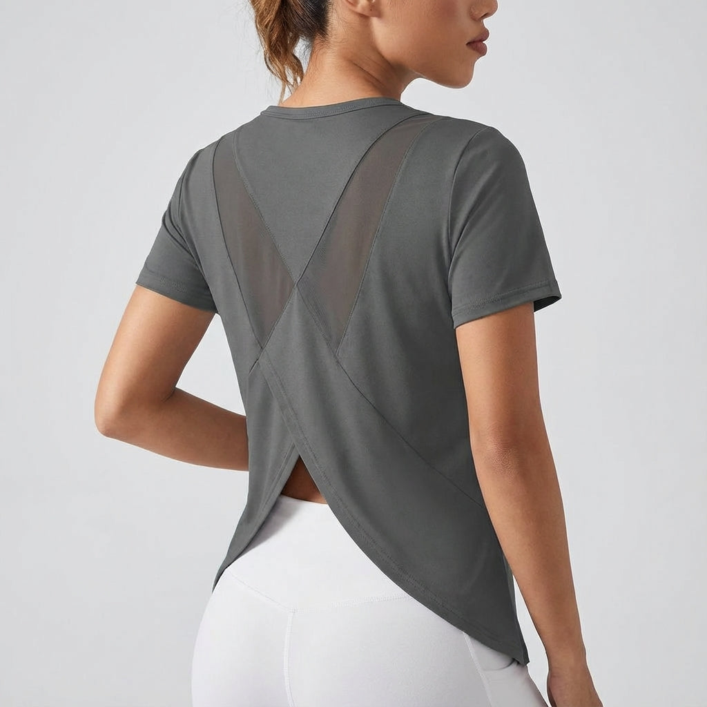 Kurzarm Sporttop Mit Rückendetail - Joyce