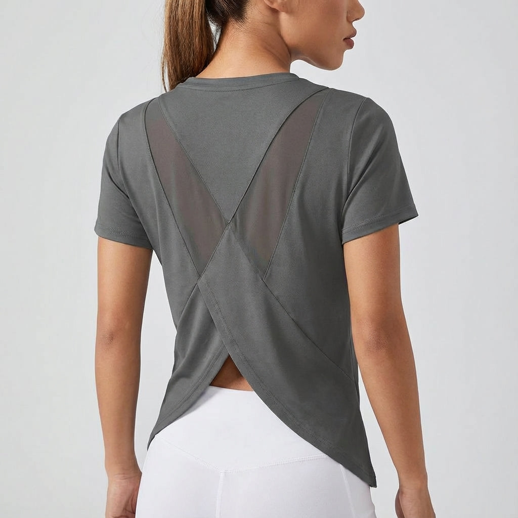 Kurzarm Sporttop Mit Rückendetail - Joyce