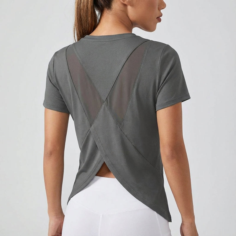 Kurzarm Sporttop Mit Rückendetail - Joyce