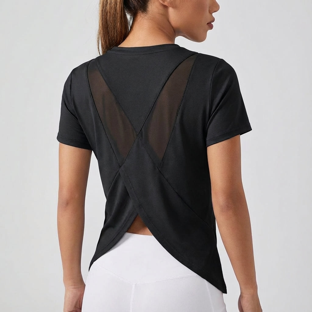 Kurzarm Sporttop Mit Rückendetail - Joyce