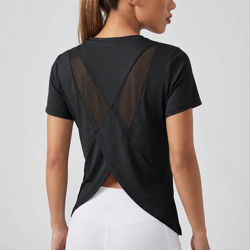 Kurzarm Sporttop Mit Rückendetail - Joyce