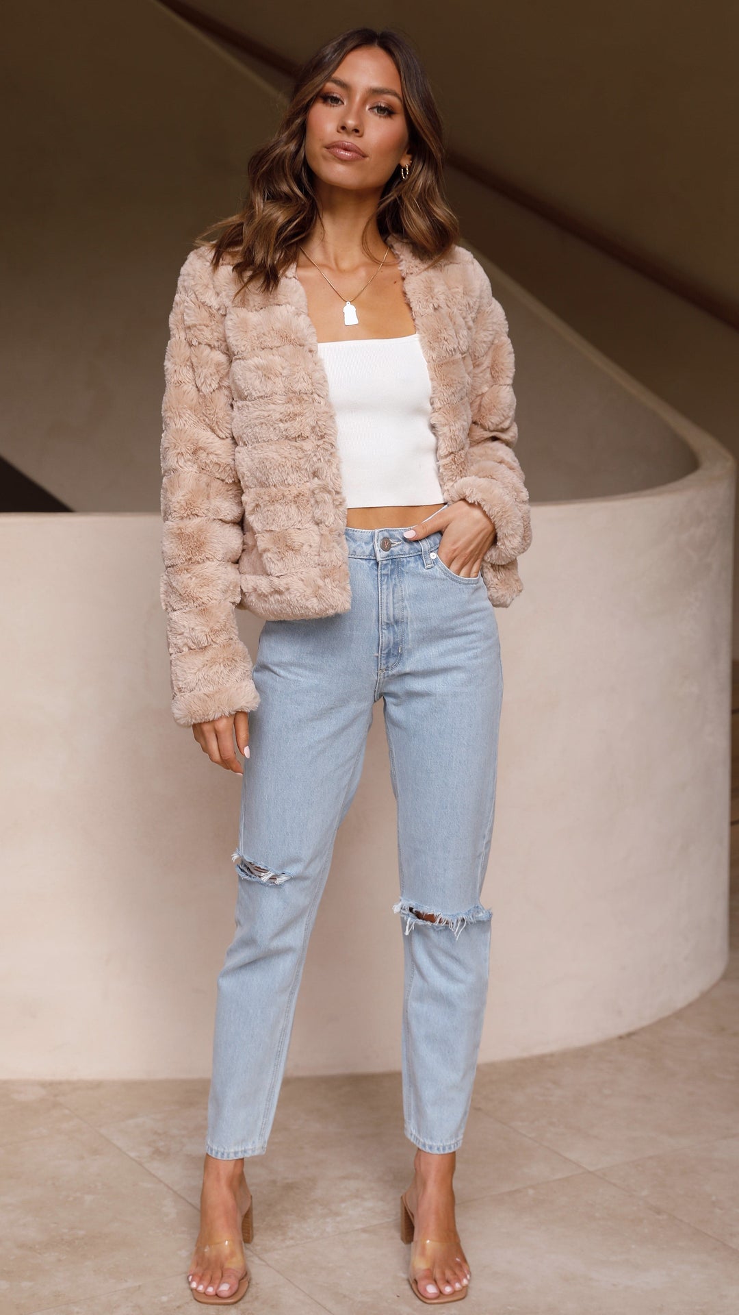 Luxuriöse Damen-Crop-Jacke - Veloura